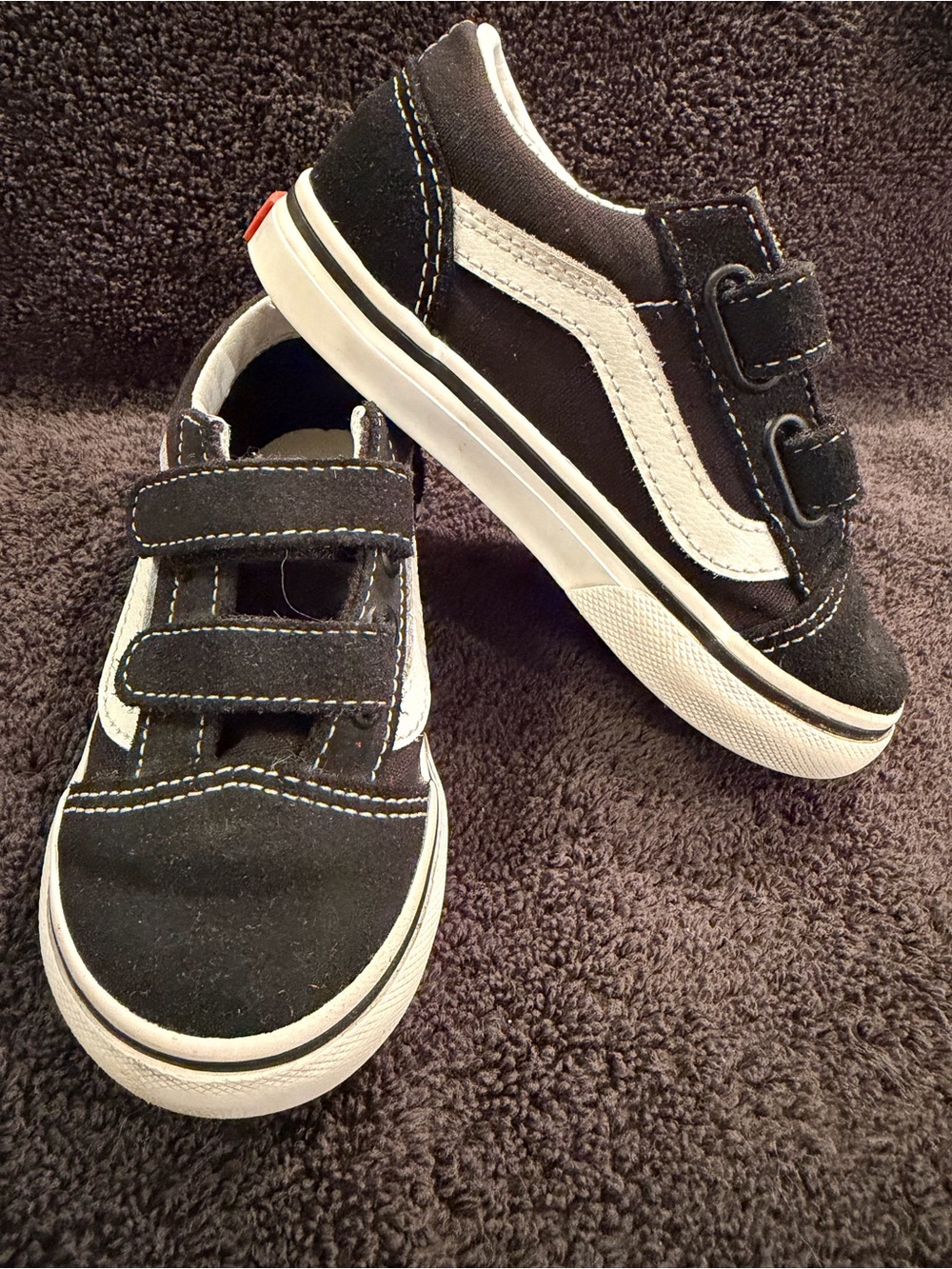 Vans Kids Black and White Velcro Skate Sneakers